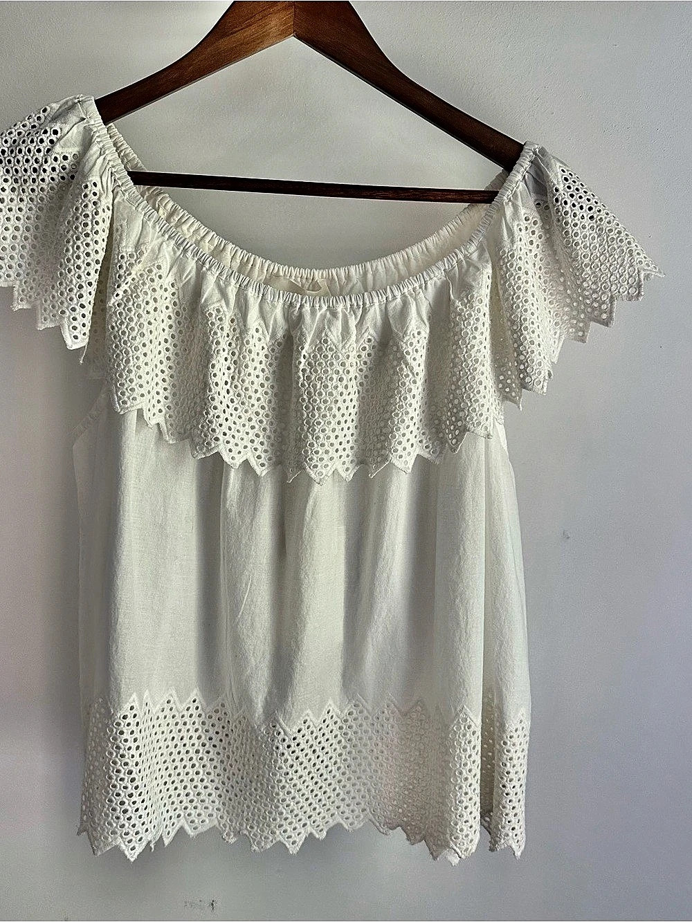 The Great The Westport Top with Honeycomb Eyelet White Medium NWT